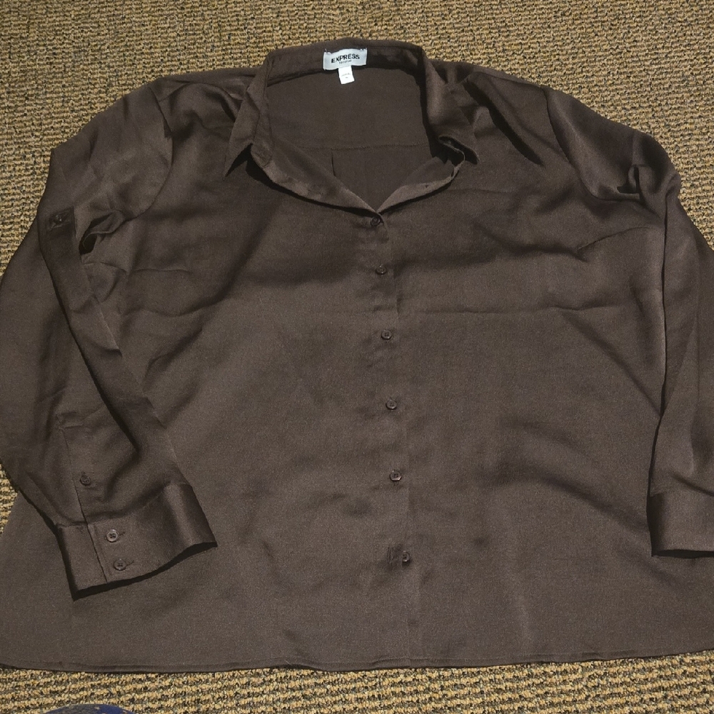 Express Portifino Brown Button-down Shirt